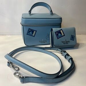 Kate Spade Light Blue Cosmetic Bag and Case Set